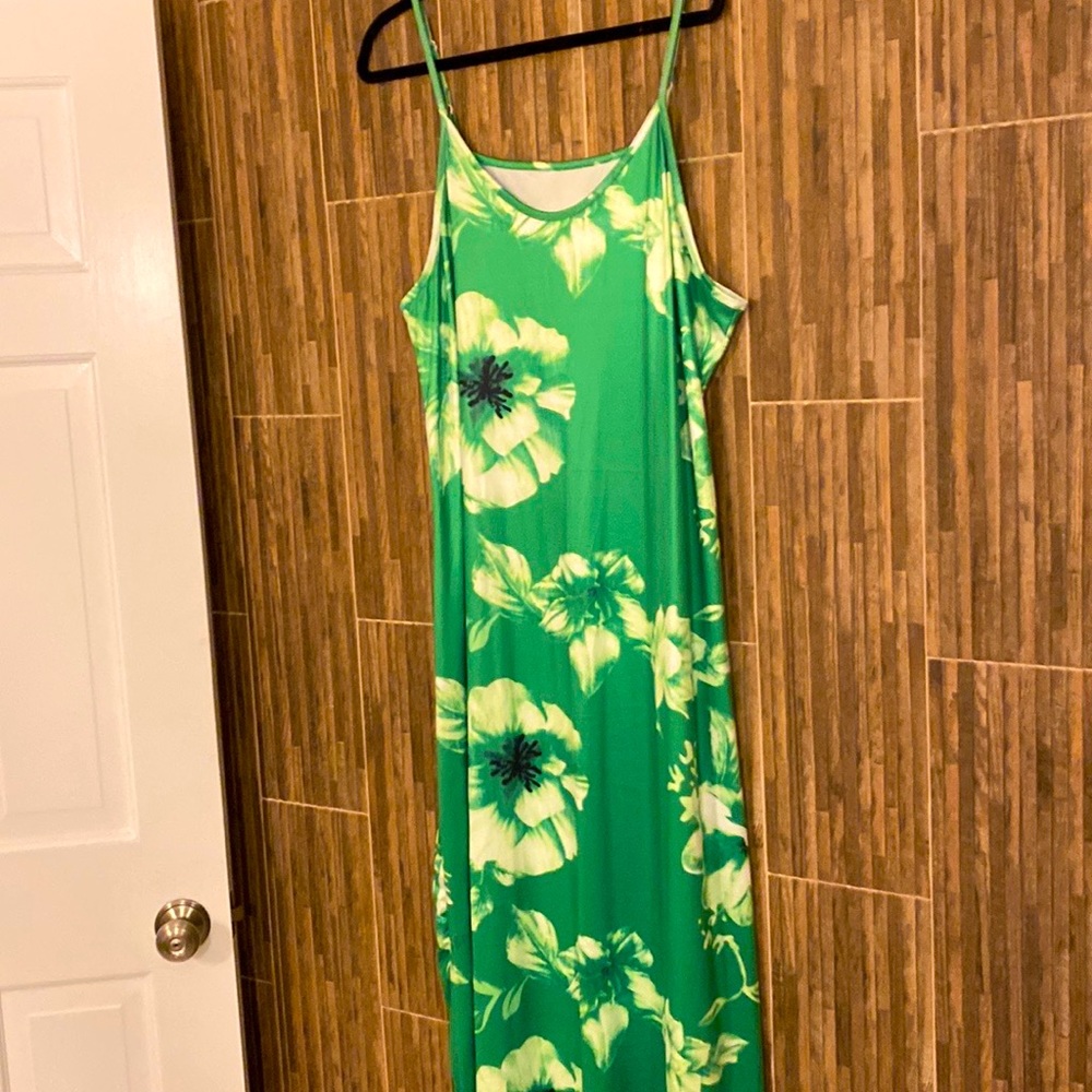Green flowered maxi dress
